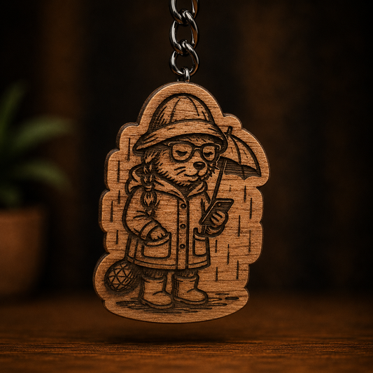 Beaver In The Rain Keychain