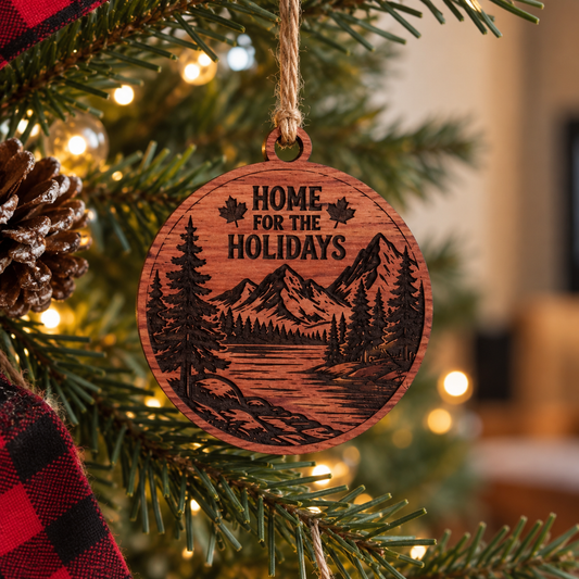 Home for the Holidays Christmas Ornament – Aromatic Red Cedar Canadian Mountain Decoration