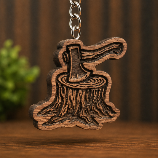 Axe Stump Keychain