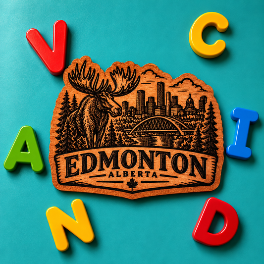Edmonton City Moose Red Cedar Fridge Magnet