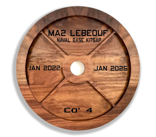 Custom 7" Barbell Plate Dark Walnut Catchall Tray