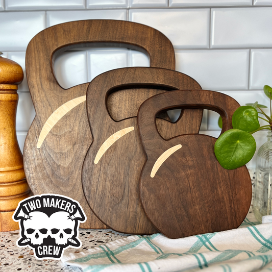 The KettleBell Carver - Dark Walnut / Maple inlay Cutting / Serving / Charcuterie board