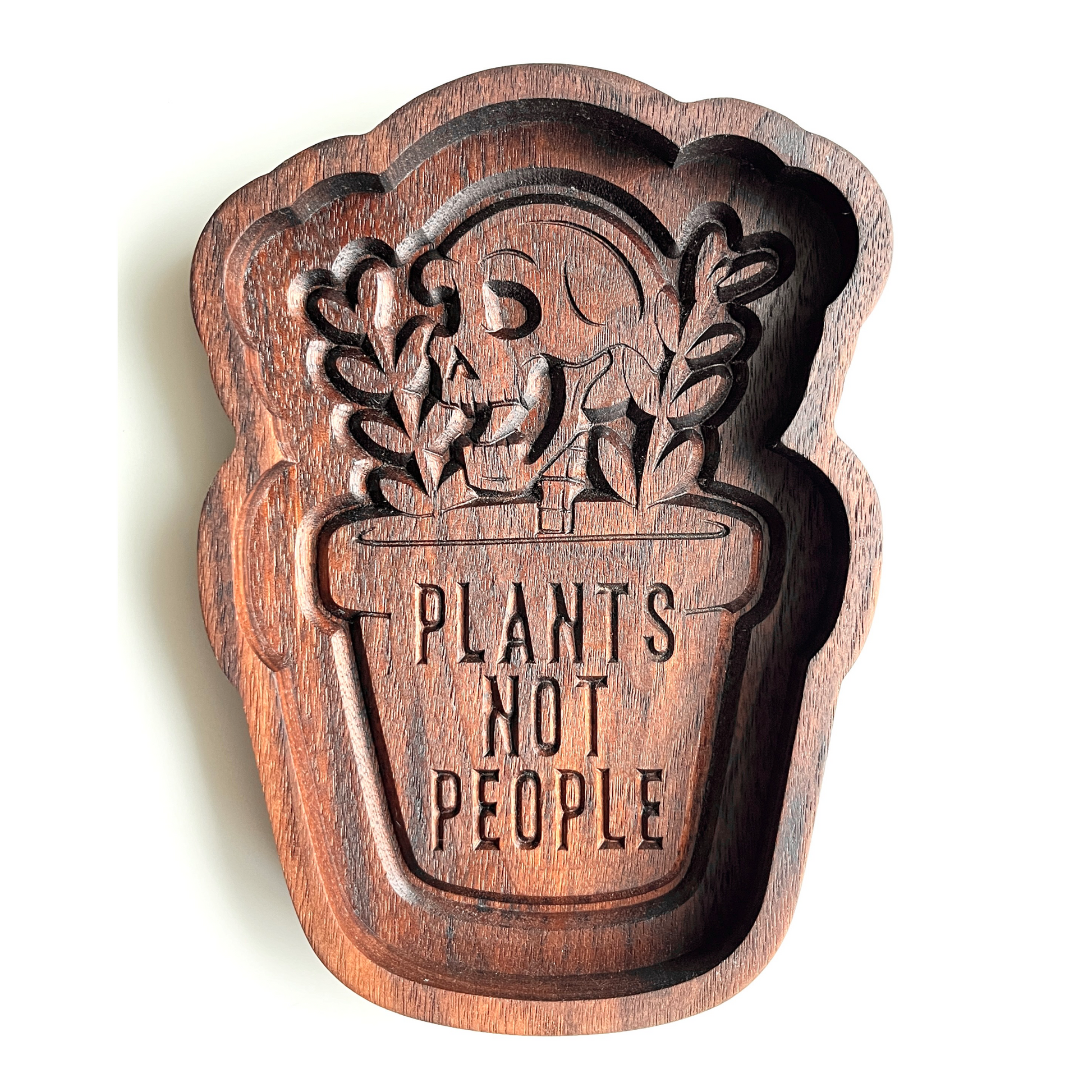 Dark walnut valet catchall tray makes the perfect gift for a plant lover
