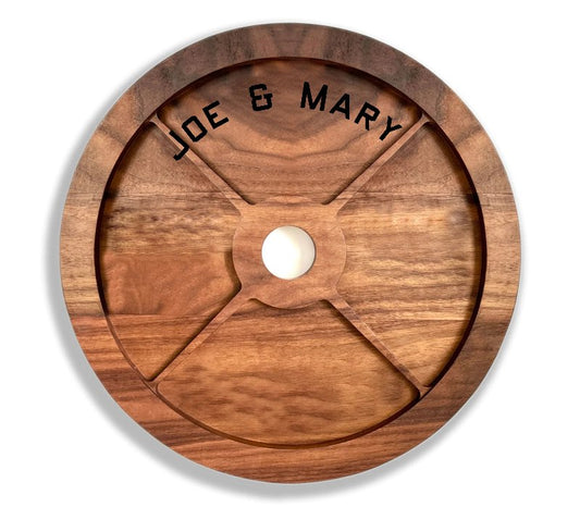 Custom 7" Barbell Plate Dark Walnut Catchall Tray