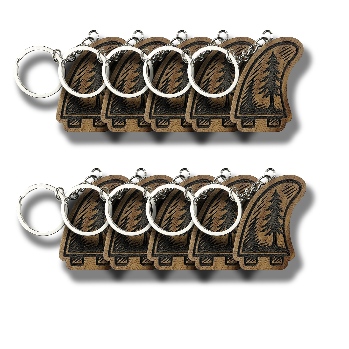 Surf Fin With Tree Keychain (WS)