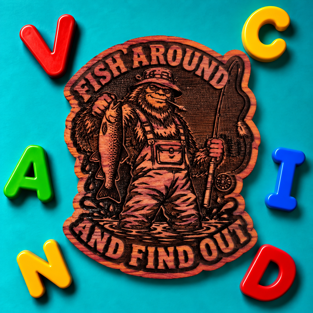 Fish Around And Find Out Red Cedar Fishing Fridge Magnet