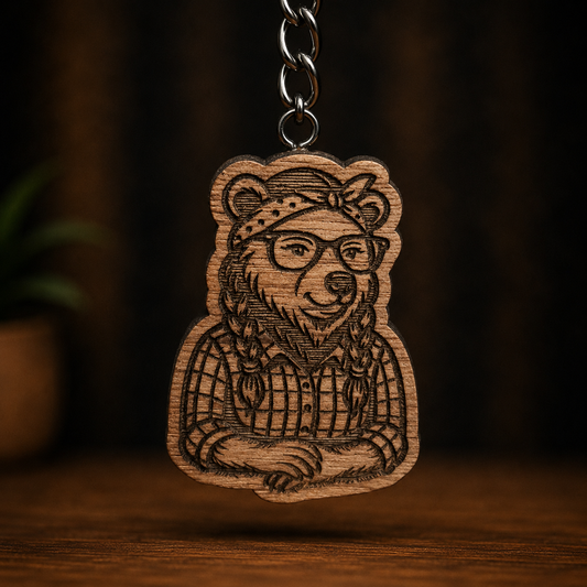 Hipster Female Bear Keychain