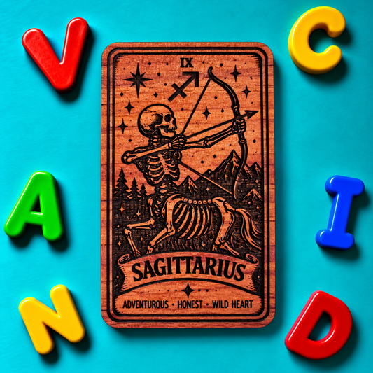 Sagittarius Zodiac Magnet | Tarot Card Style Astrology Gift | Aromatic Red Cedar