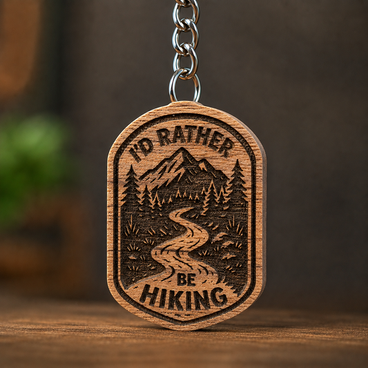 I'd Rather Be Hiking Keychain