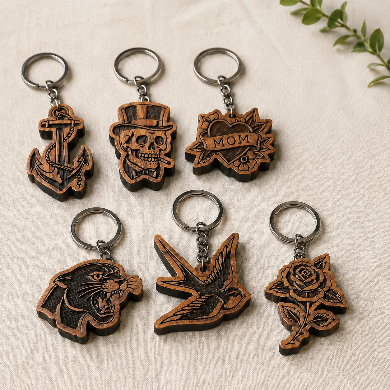Tattoo Flash Keychain Set of 6
