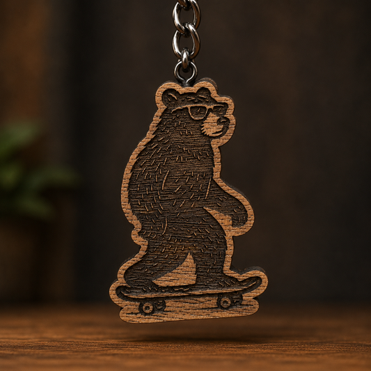 Skateboarding Bear Keychain