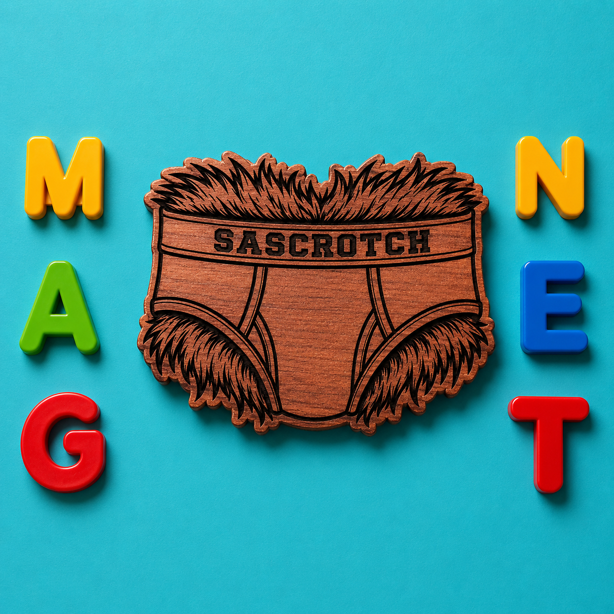 Sascrotch Bigfoot undies Fridge Magnet