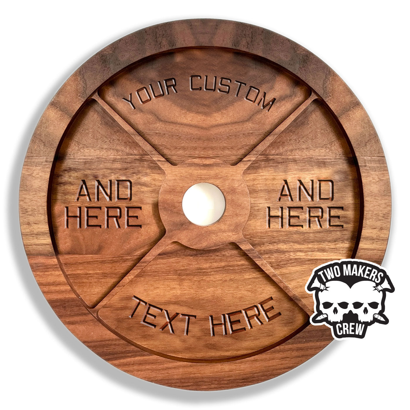 Custom 11" Barbell Plate Dark Walnut Catchall Tray