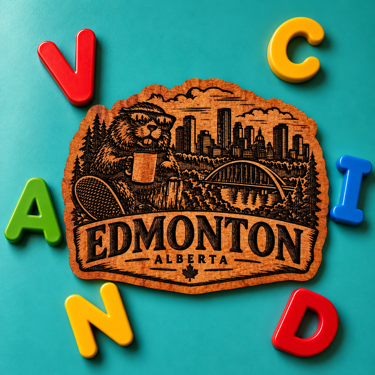 Edmonton City Beaver Red Cedar Fridge Magnet