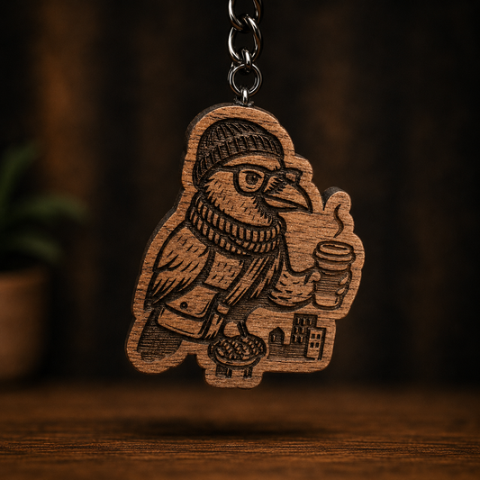 Hipster Crow Keychain