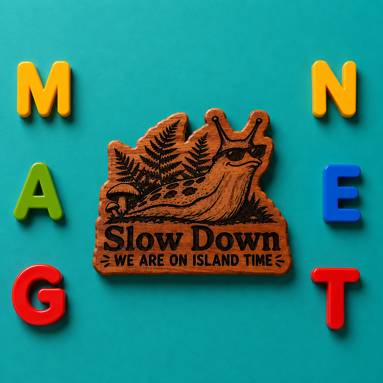 Slow Down We Are On Island Time Slug Fridge Magnet