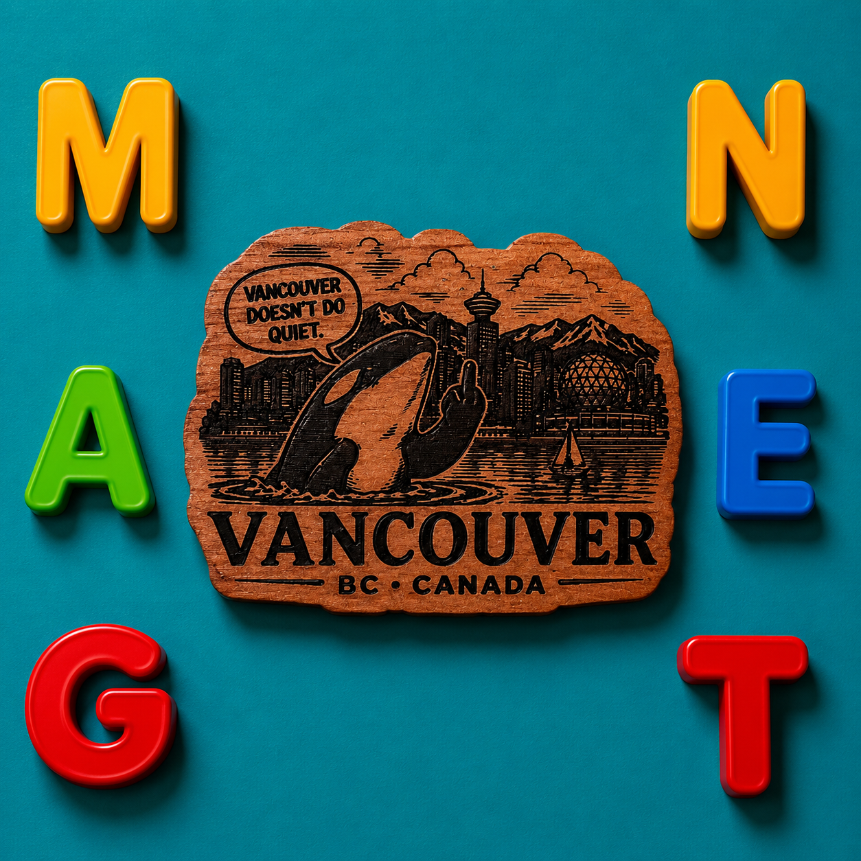 Vancouver Doesnt Do Quiet Orca Fridge Magnet