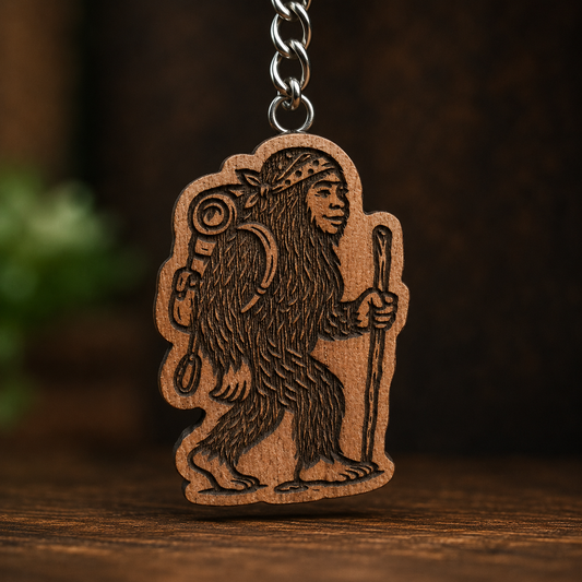 Female Sasquatch Hiker Keychain