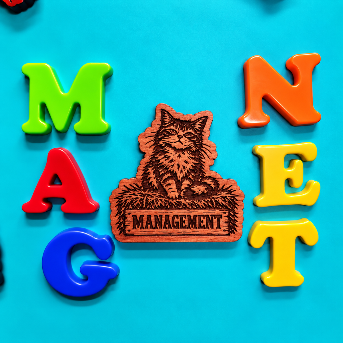Management Cat Magnet | Funny Cat Lover Gift | Aromatic Red Cedar