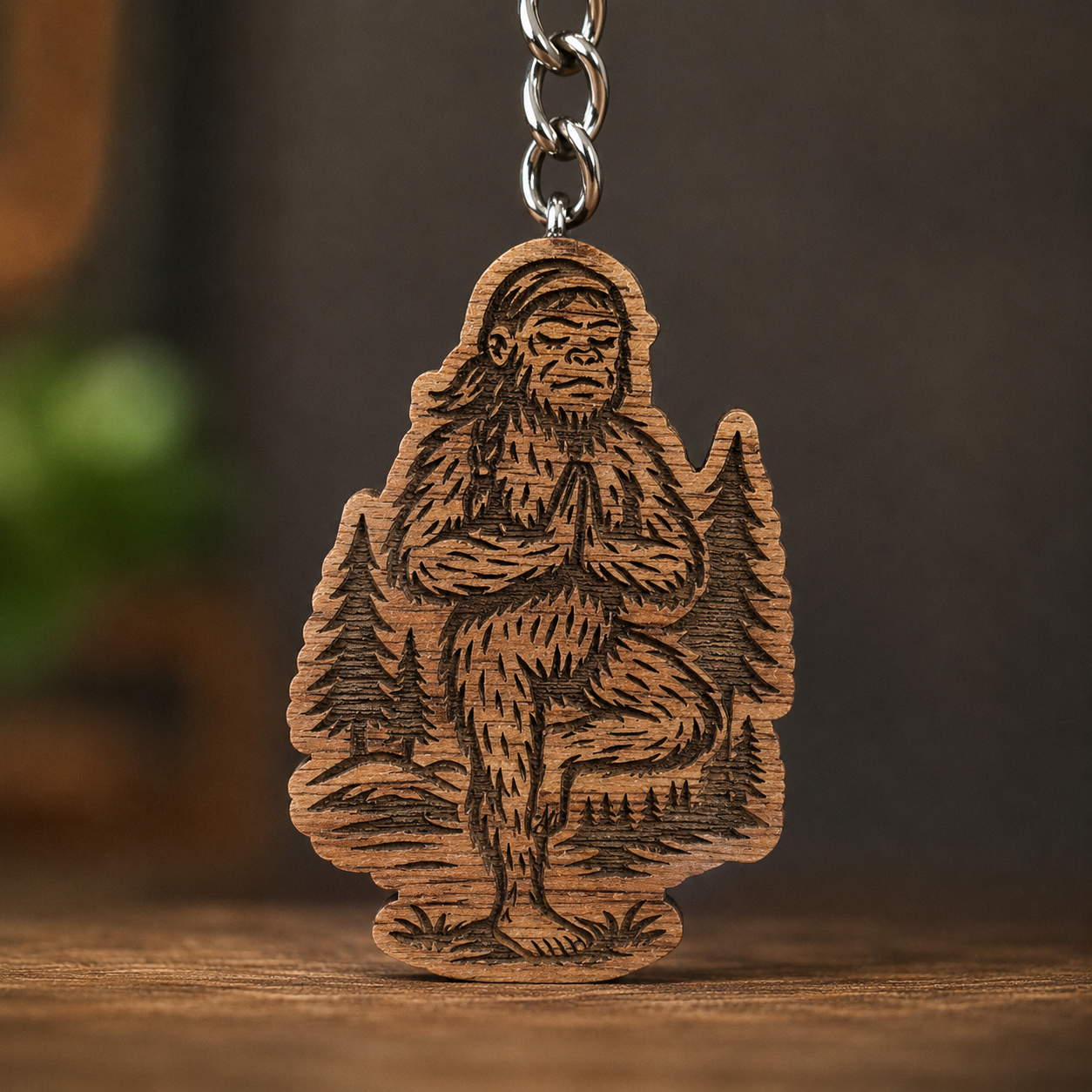 Sasquatch Yoga Keychain