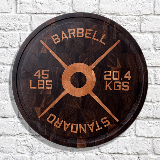 Barbell Weight Plate End Grain Cutting Board