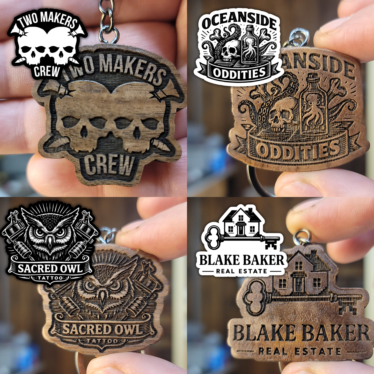 Custom Solid Walnut Keychain