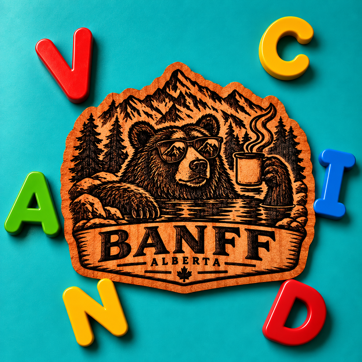 Banff Bear Coffee Red Cedar Fridge Magnet