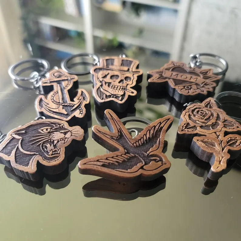 Tattoo Flash Keychain Set of 6