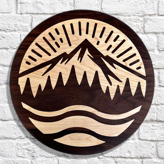 Mountain & Trees Charcuterie Board – Nature-Inspired Walnut Serving Board