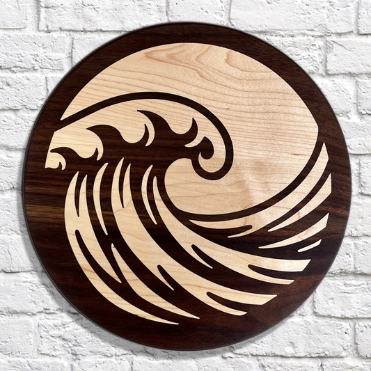 Porthole Series - Wave Charcuterie Board - Nautical Walnut & Maple Art Piece