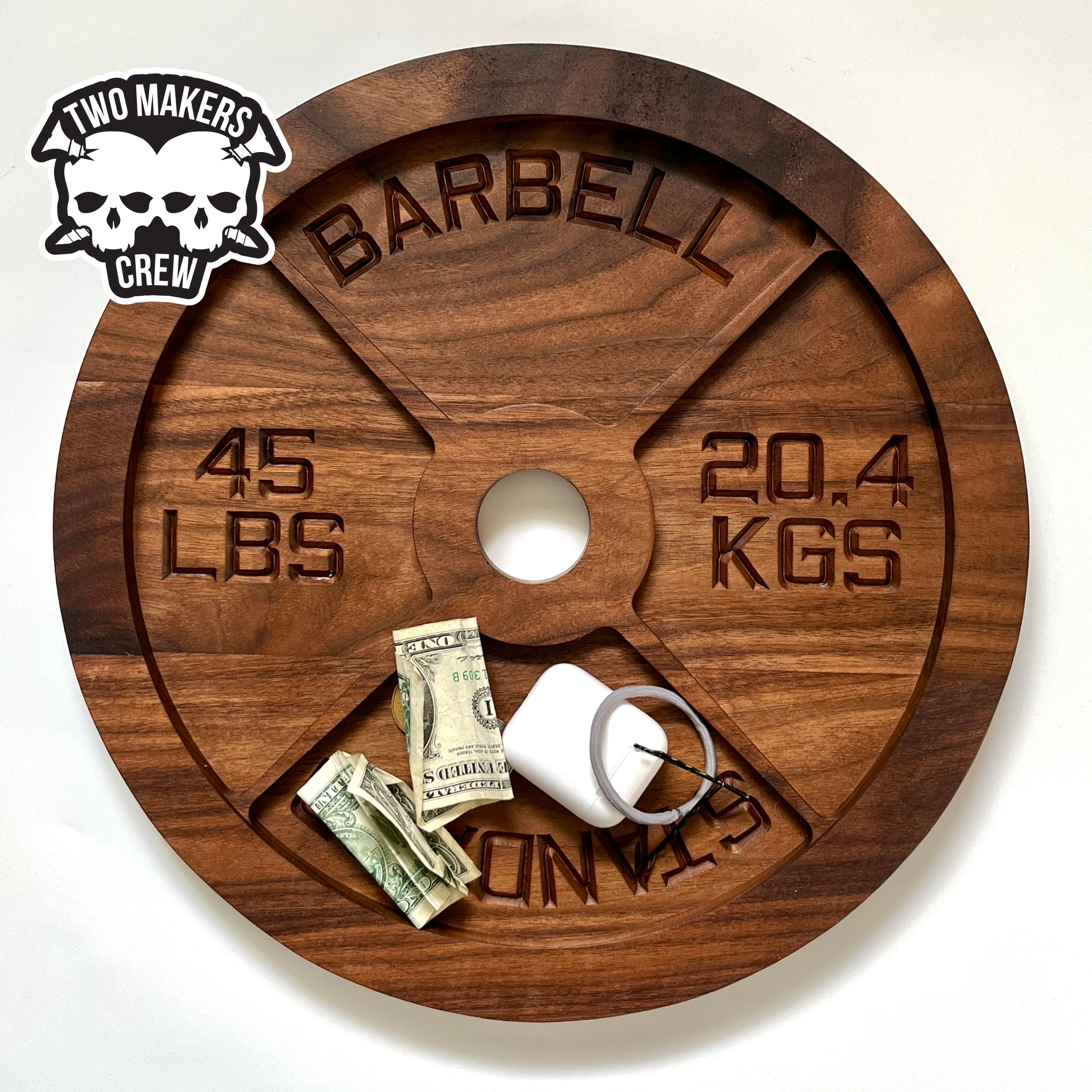 Do you even Gift Bro? Barbell Plate Dark Walnut Catchall Tray