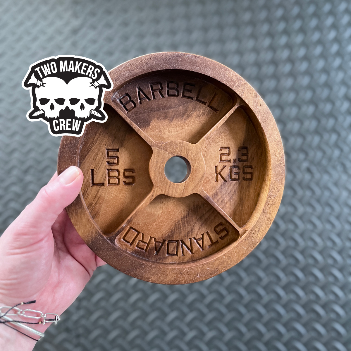 5 lbs walnut barbell weight plate tray makes the perfect coach appreciation gifts