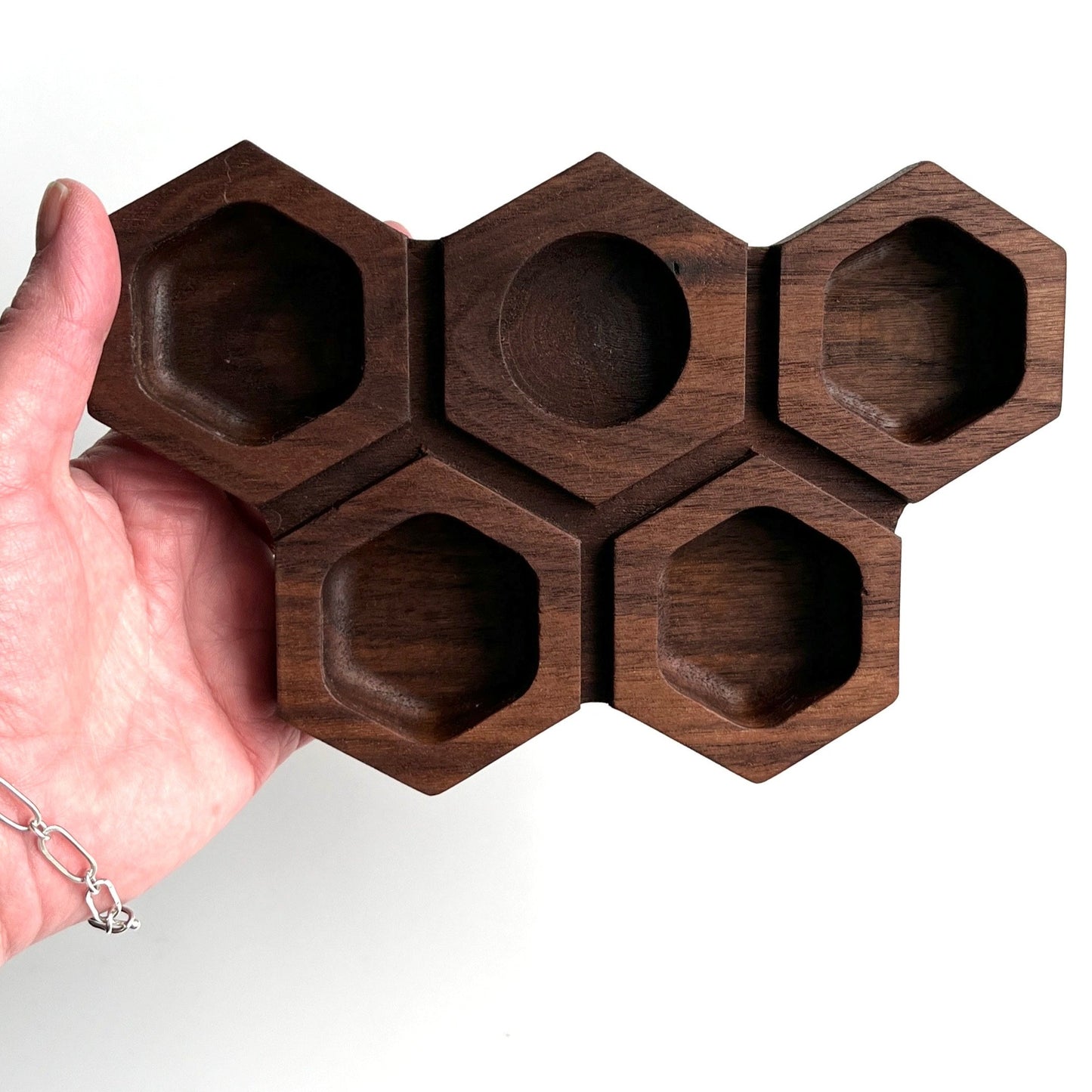 Walnut Honeycomb Accessory Organizer